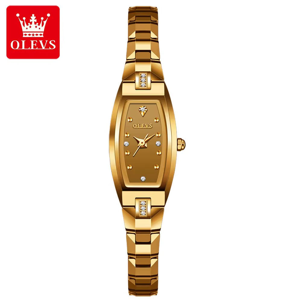 Luxury Women's Watch - Elegant Tungsten Steel Design with Diamonds and Square Shape