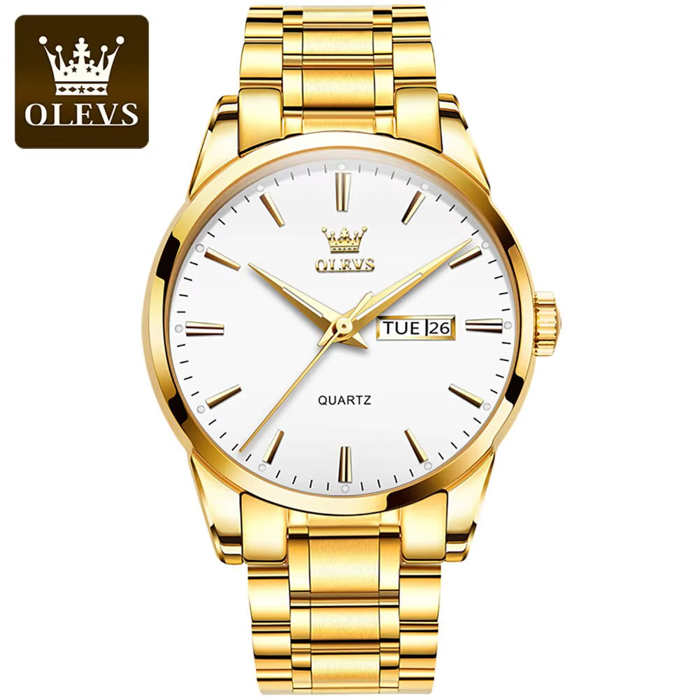 Classic Gold Wristwatch for Men - Luxury Brand, Business, Date, Waterproof Stainless Steel Quartz Watch